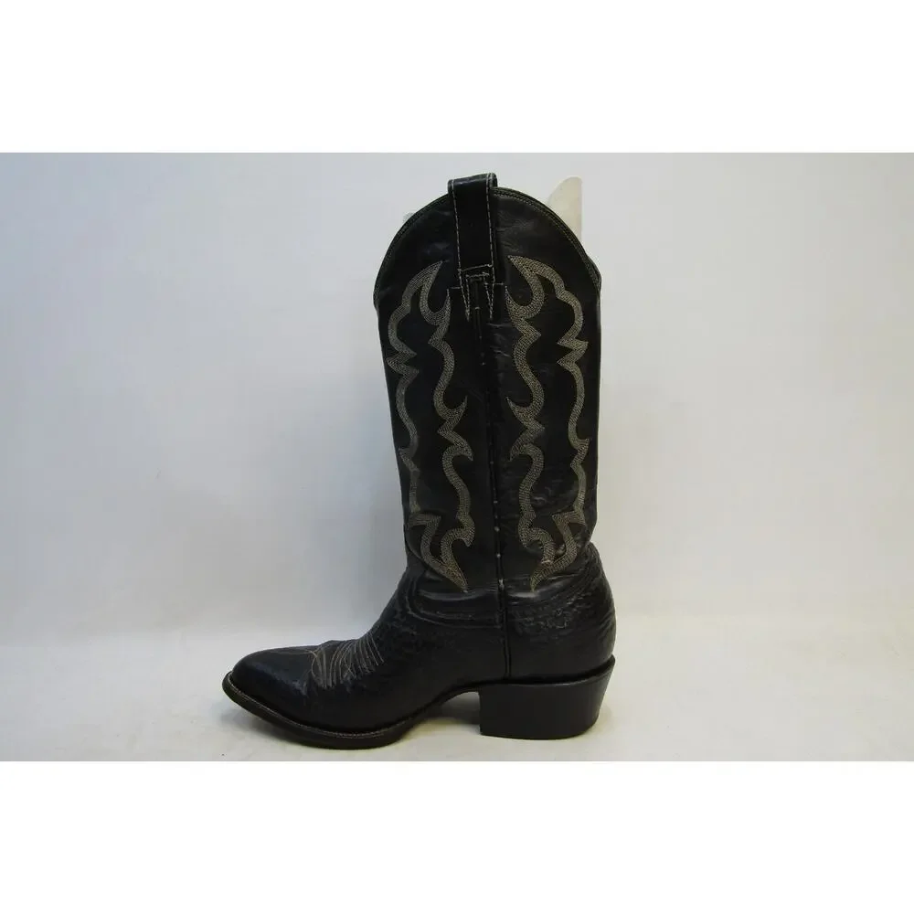 Unbranded Mens Size 8 D Black Leather Shark Skin Western Cowboy Boots